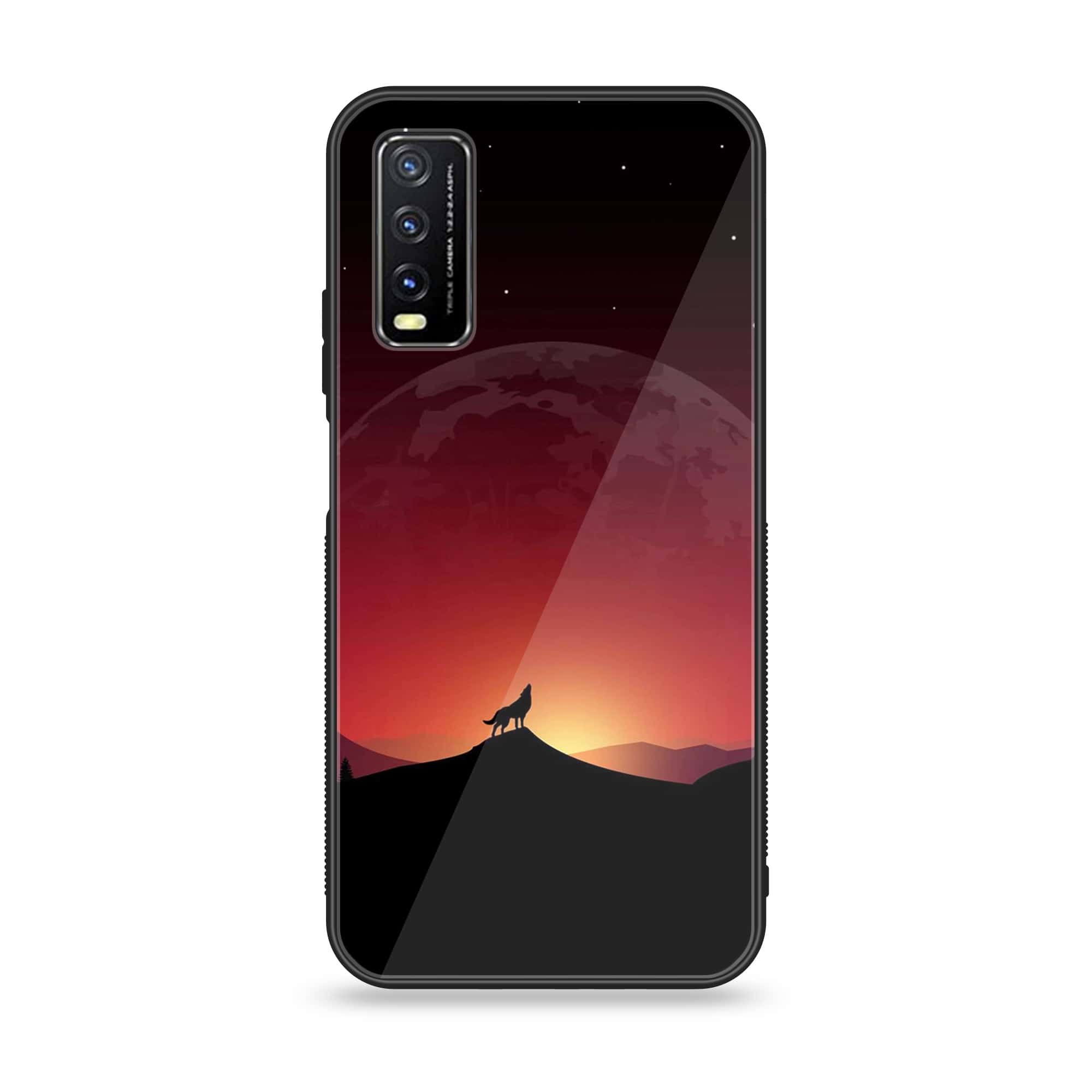 Vivo Y20 Wolf Series Premium Printed Glass soft Bumper shock Proof Case