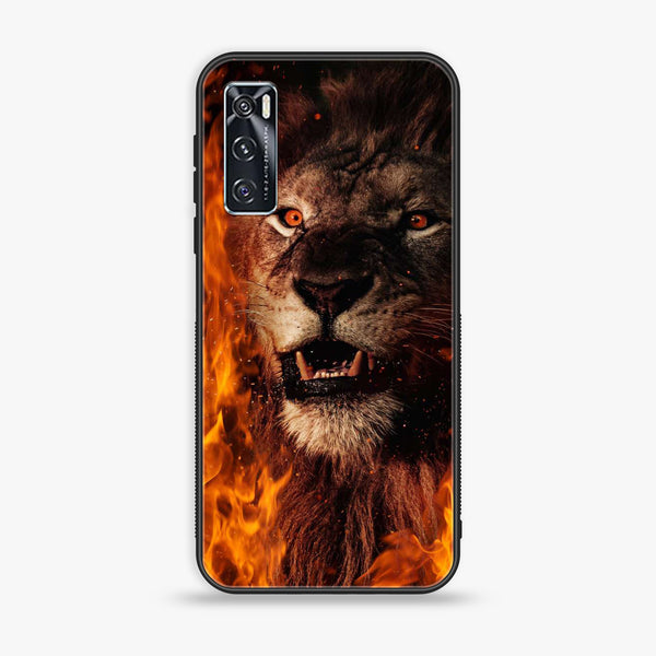 Vivo V20 SE Tiger Design 2 Premium Printed Glass soft Bumper shock Proof Case CS-8836