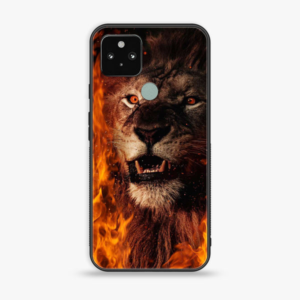 Google Pixel 5- Tiger Art series Design 2 Premium Printed Glass soft Bumper shock Proof Case  CS-19391