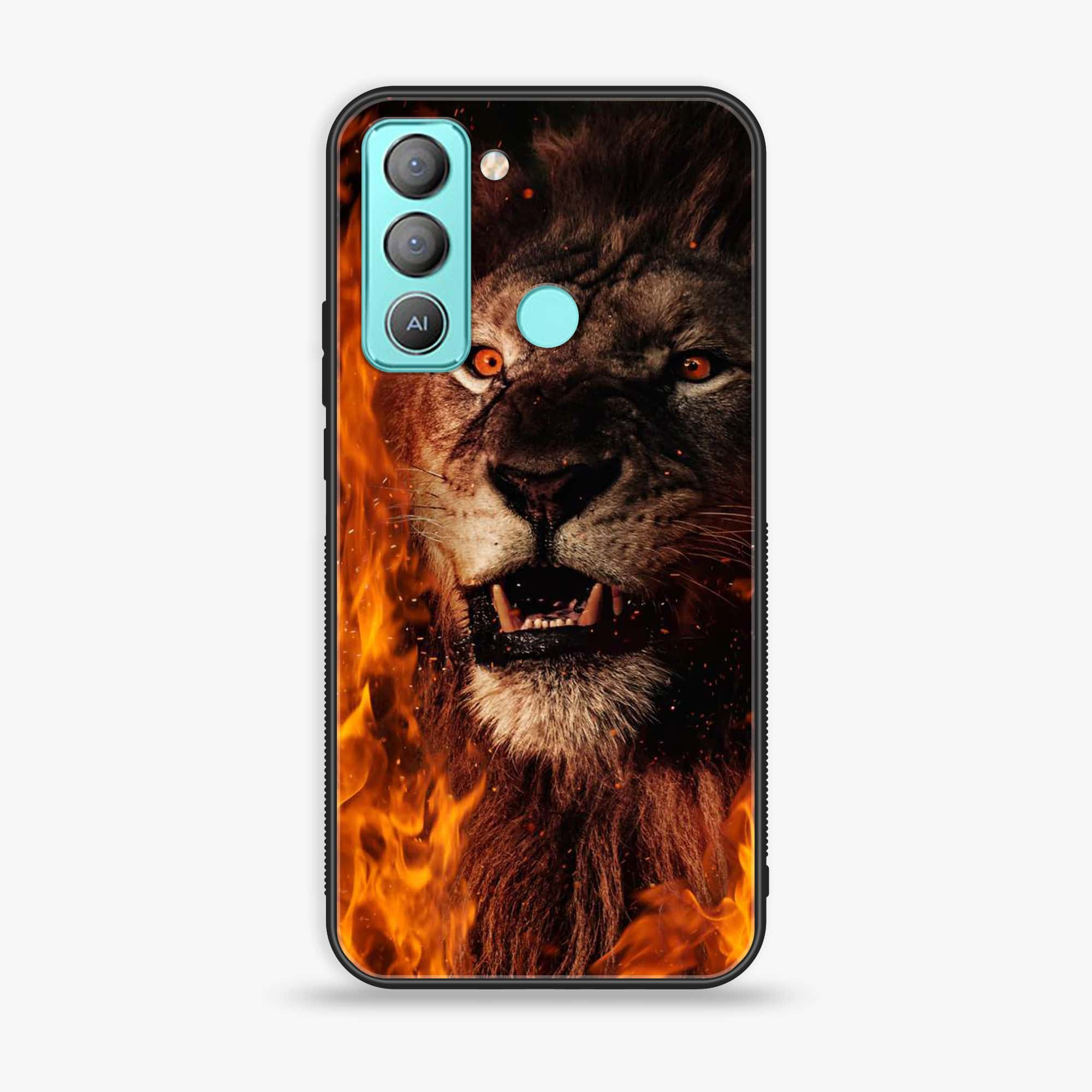 Tecno POP 5 LTE Tiger Art series Premium Printed Glass soft Bumper shock Proof Case