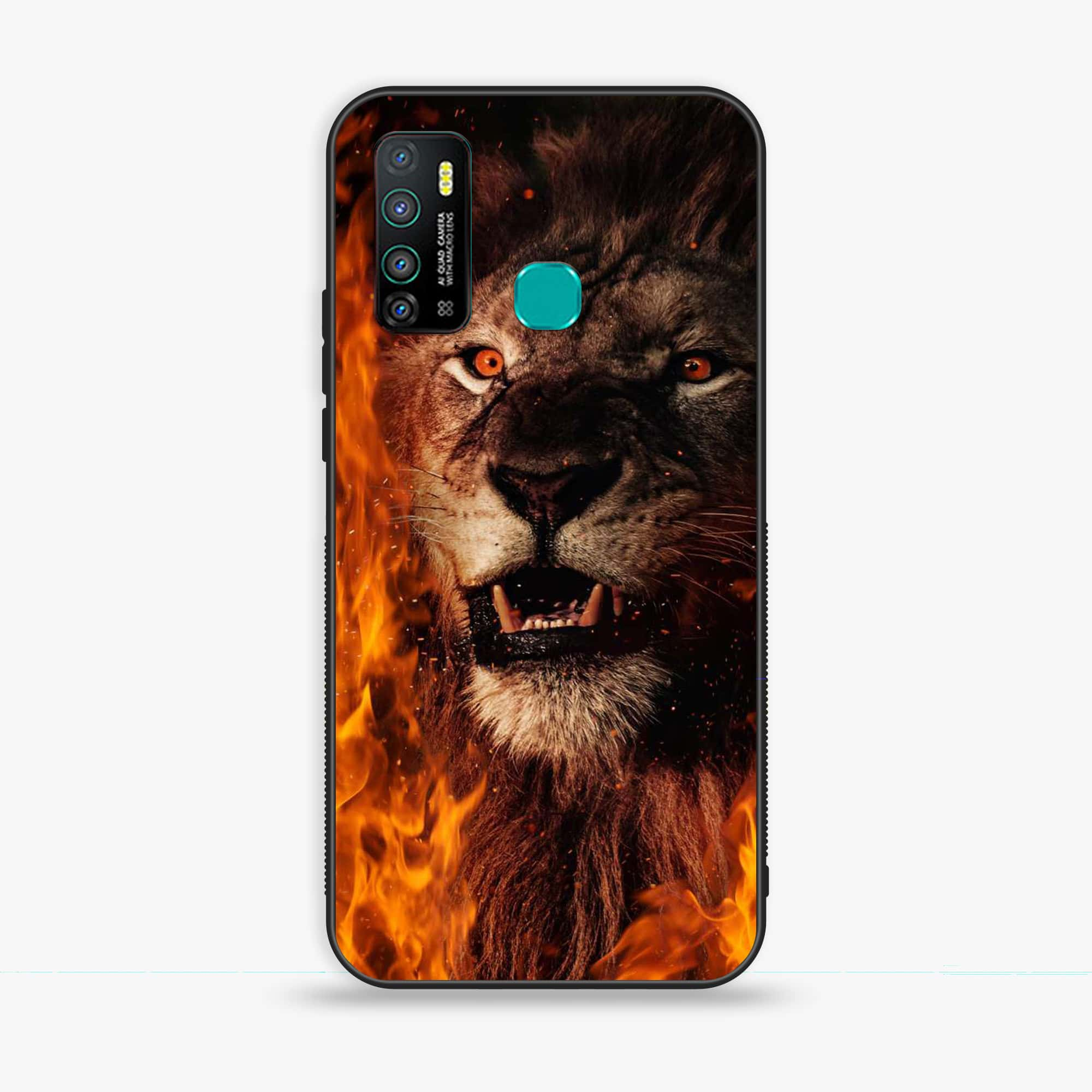 Infinix Hot 9 - Tiger Series - Premium Printed Glass soft Bumper shock Proof Case