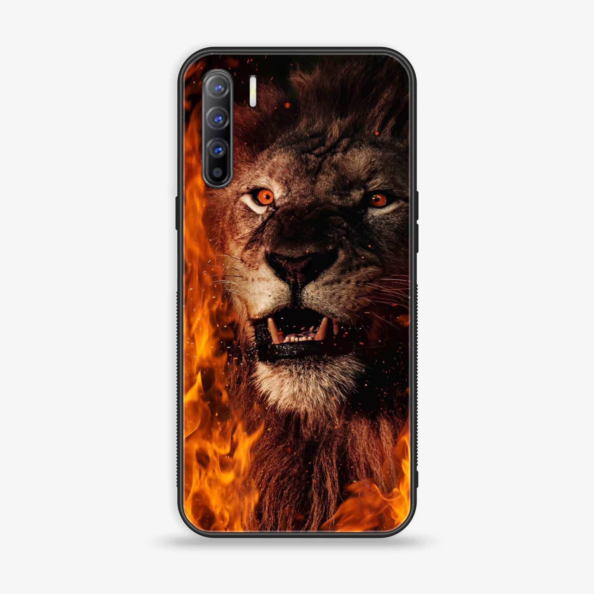 Oppo A91 - Tiger Series - Premium Printed Glass soft Bumper shock Proof Case