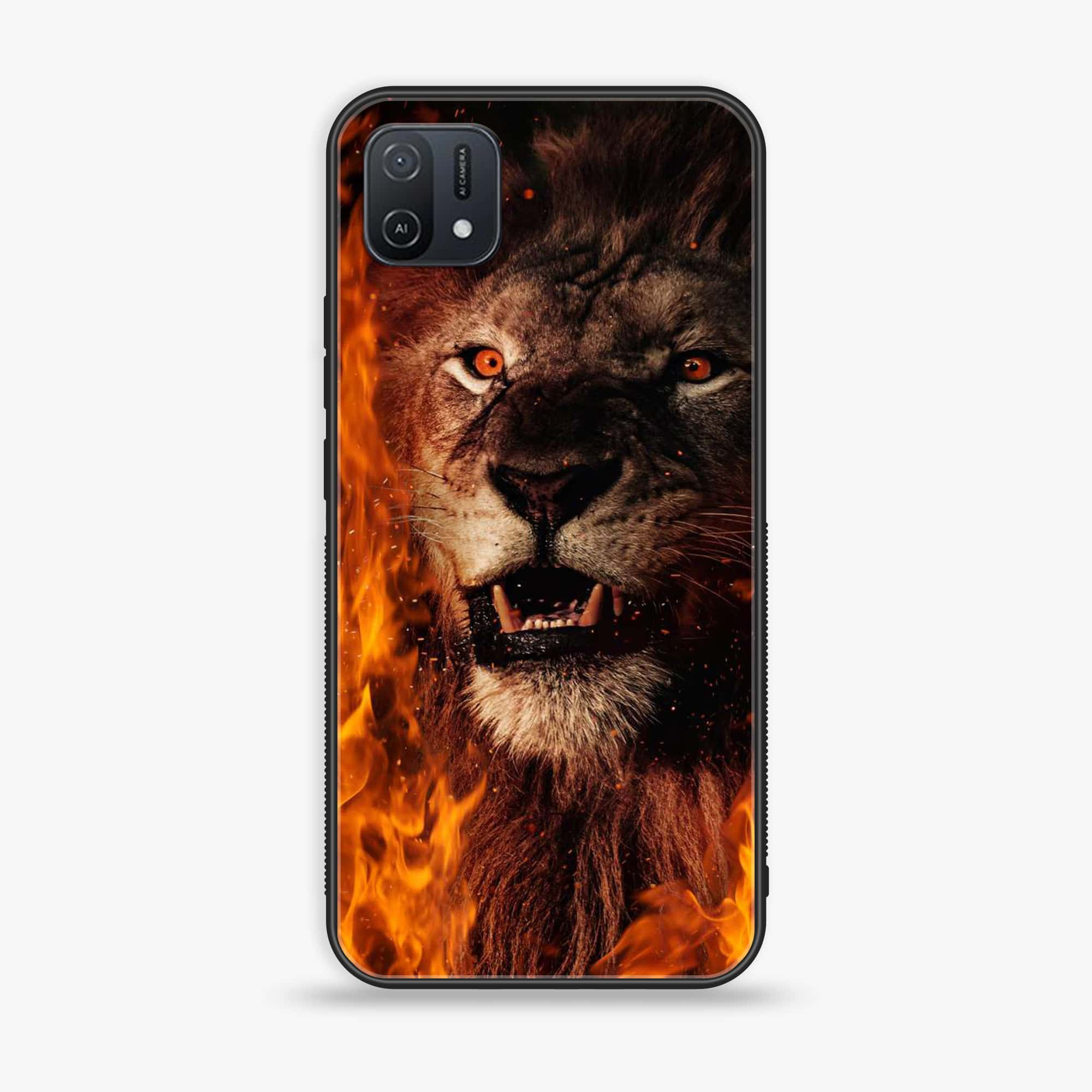 OPPO A16k Tiger Series Premium Printed Glass soft Bumper shock Proof Case