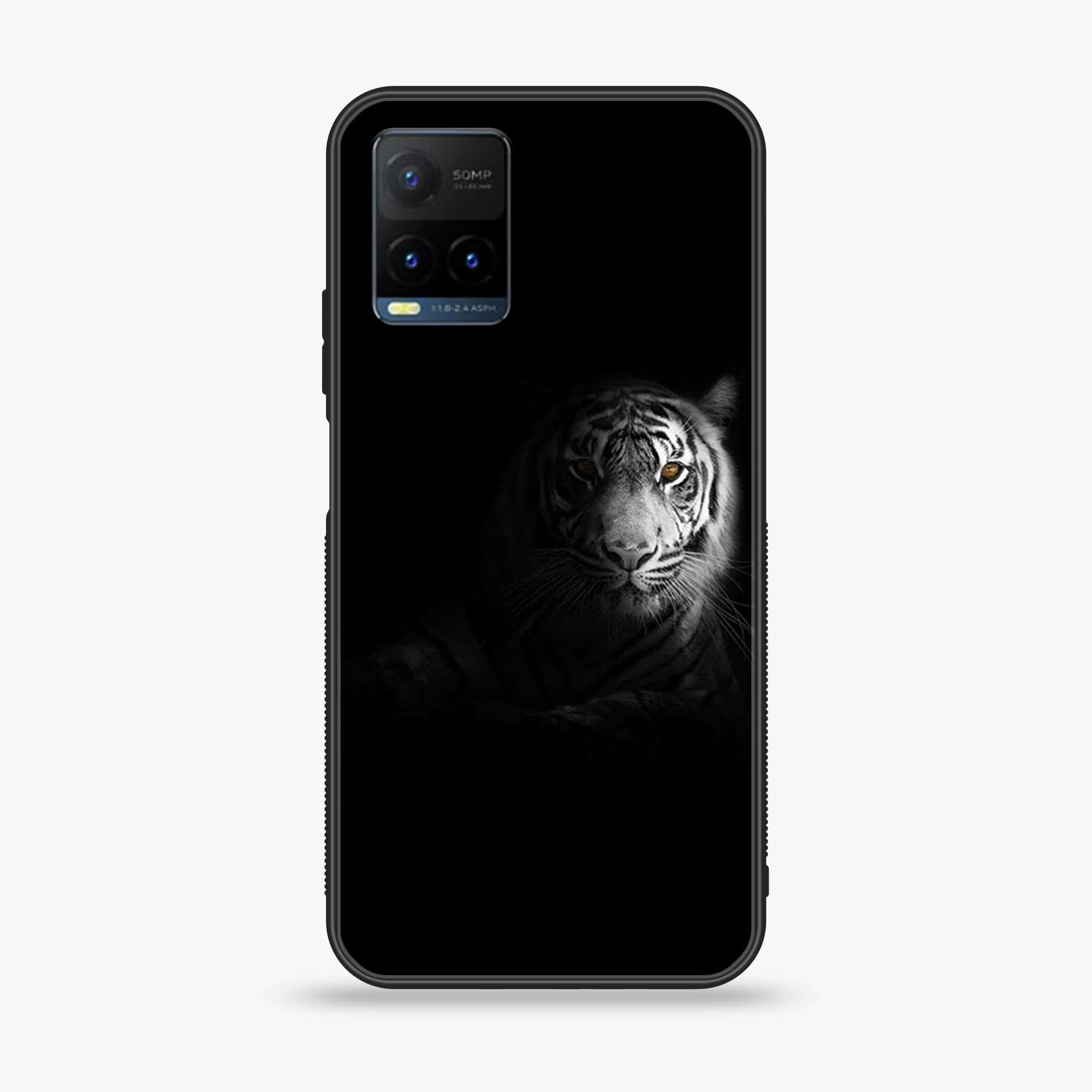 Vivo Y21s - Tiger Series - Premium Printed Glass soft Bumper shock Proof Case