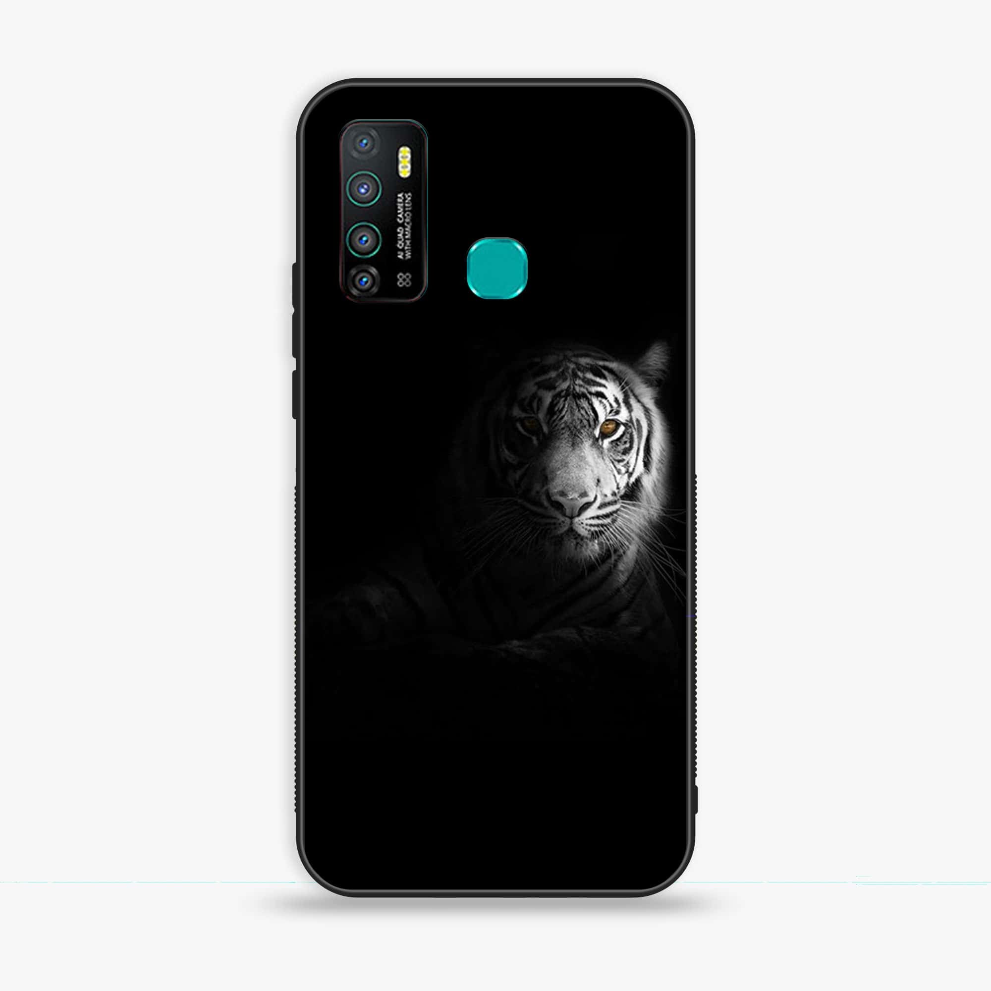 Infinix Hot 9 - Tiger Series - Premium Printed Glass soft Bumper shock Proof Case