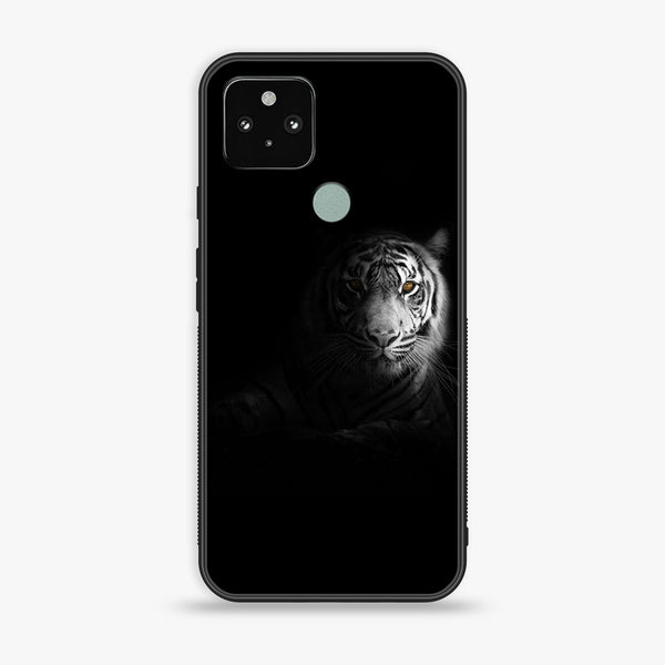 Google Pixel 5- Tiger Art Design 10- Premium Printed Glass soft Bumper shock Proof Case CS-18049