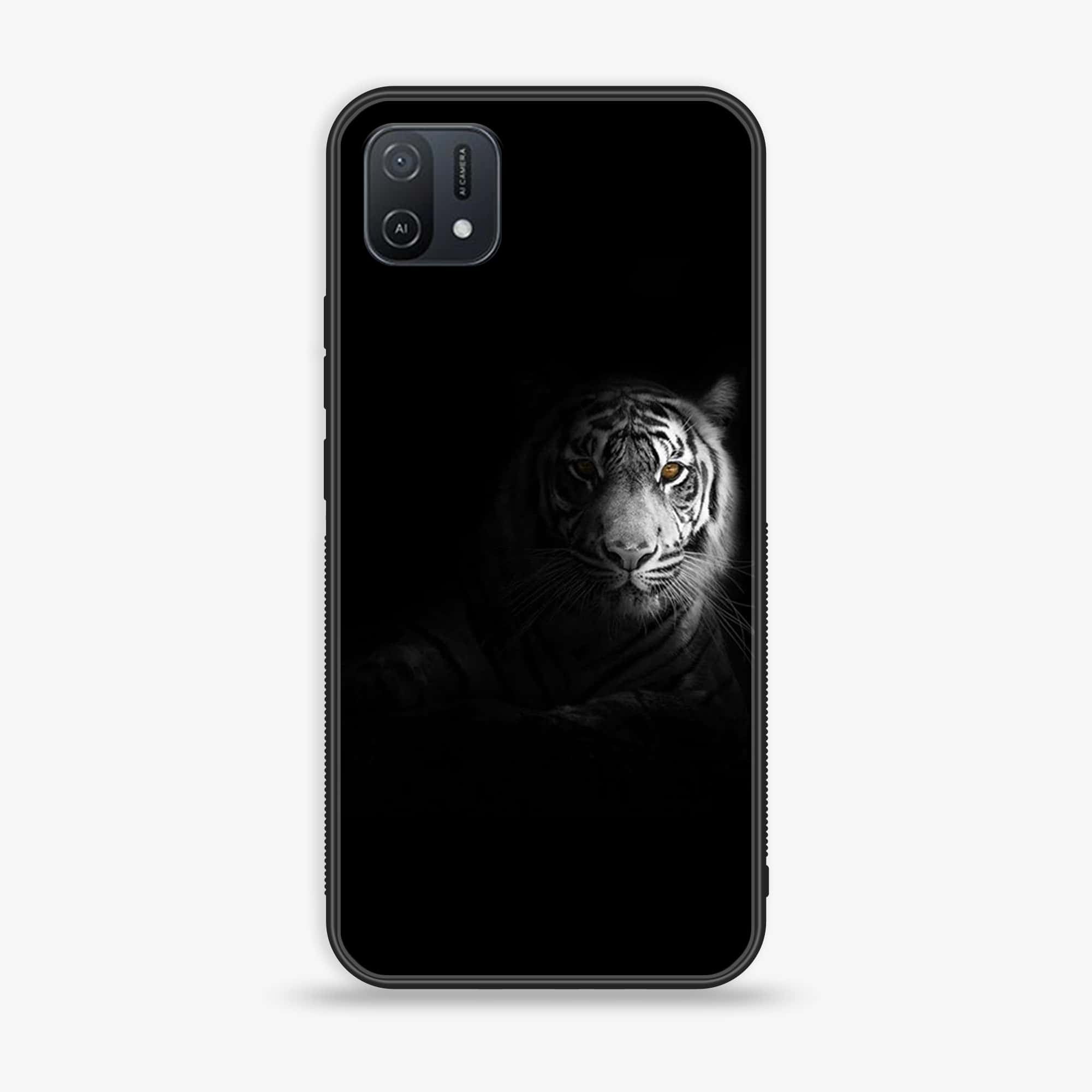 OPPO A16k Tiger Series Premium Printed Glass soft Bumper shock Proof Case