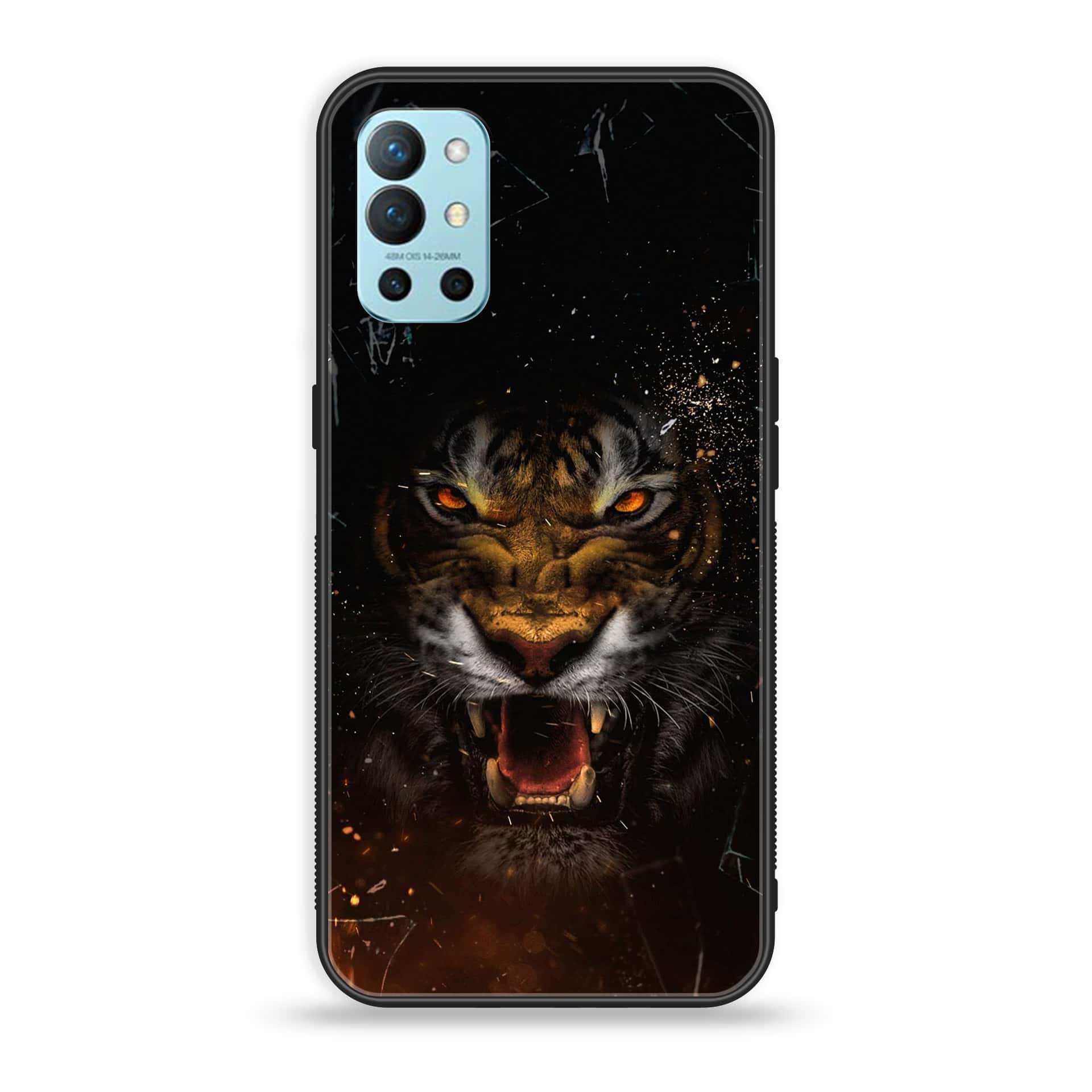 OnePlus 9R - Tiger Series - Premium Printed Glass soft Bumper shock Proof Case