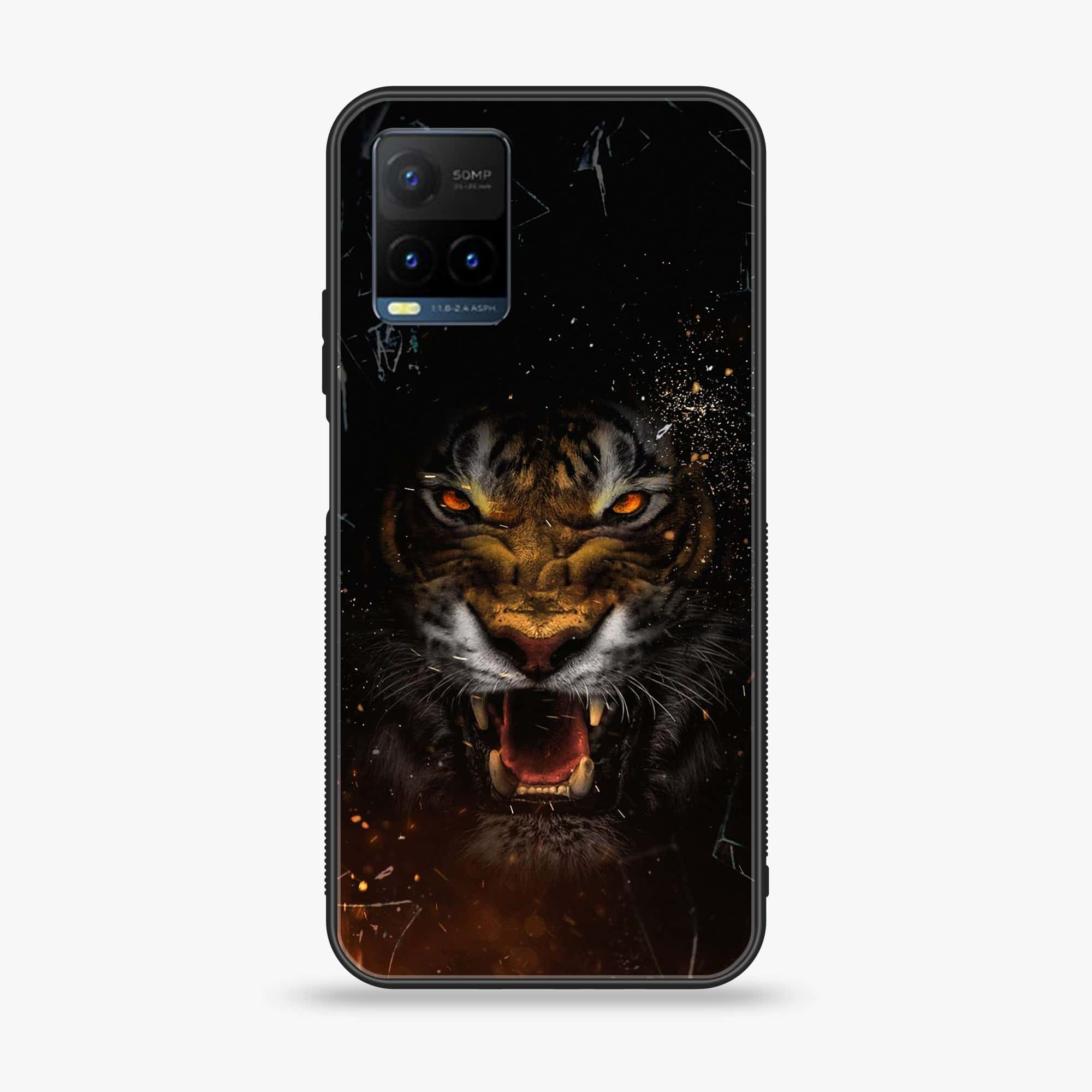 Vivo Y21s - Tiger Series - Premium Printed Glass soft Bumper shock Proof Case