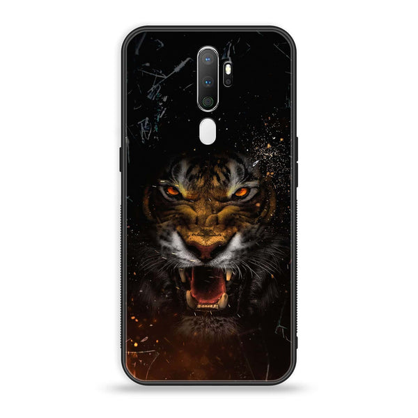 Oppo A5 2020 Tiger Series Design 9 Premium Printed Glass soft Bumper shock Proof Case CS-23771