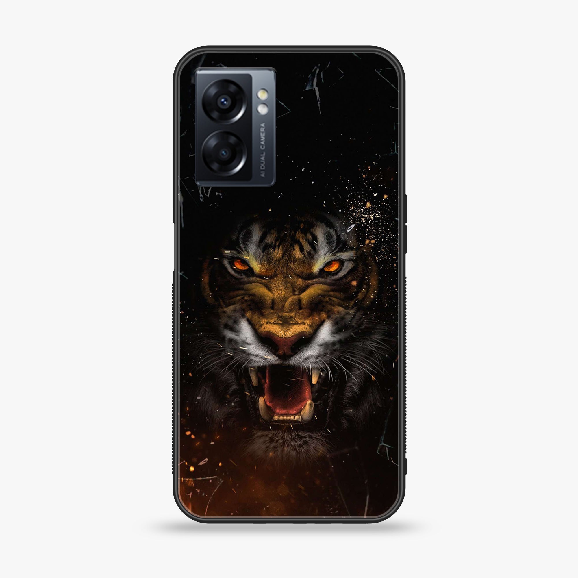 Oppo A77 4G - Tiger Art Series - Premium Metal Printed soft Bumper shock Proof Case