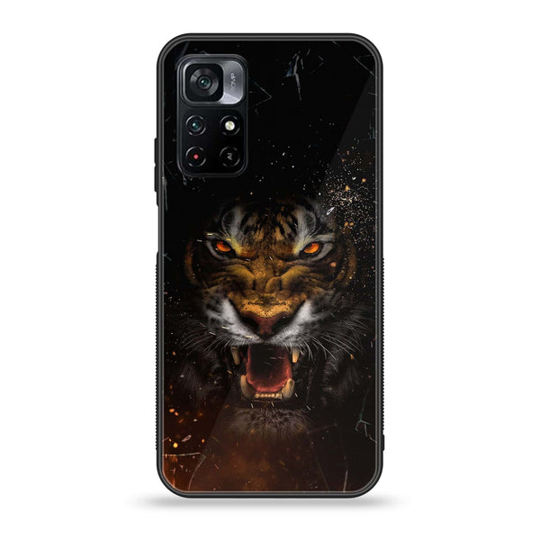 Xiaomi Poco M4 Pro 5G Tiger Design 9  Premium Printed Glass soft Bumper shock Proof Case CS-35094