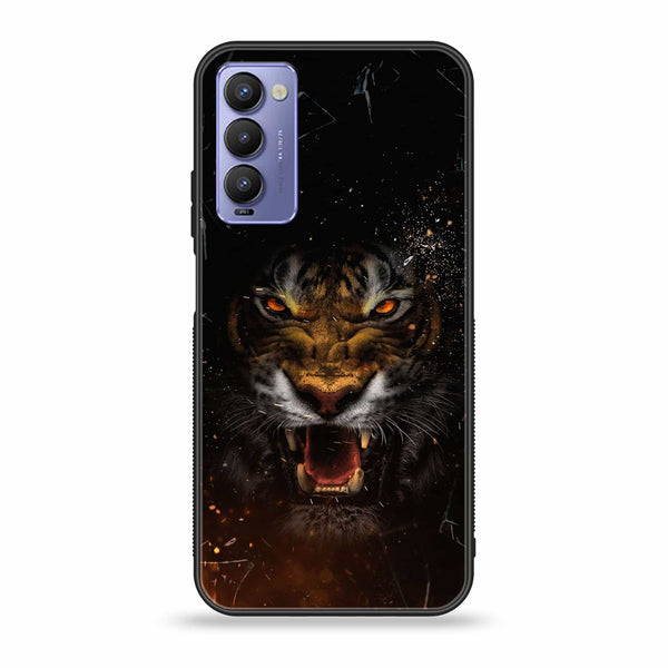 Tecno Camon 18/ 18P/ 18t Tiger Art Design 9  Premium Printed Glass soft Bumper shock Proof Case CS-24137