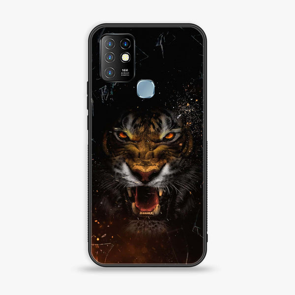 Infinix Hot 10  - Tiger Art Design 9 - Premium Printed Glass soft Bumper shock Proof Case CS-13967