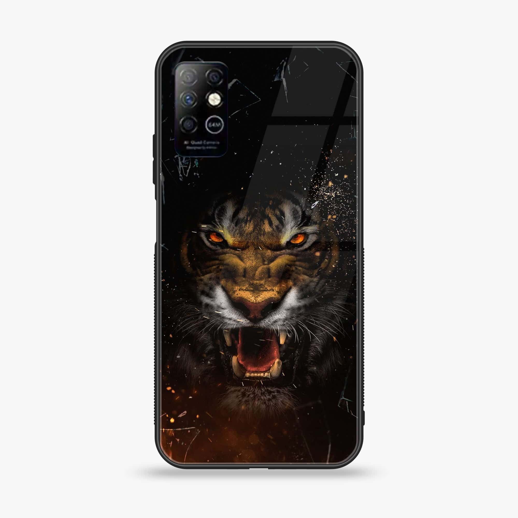 Infinix Note 8i - Tiger Series - Premium Printed Glass soft Bumper shock Proof Case