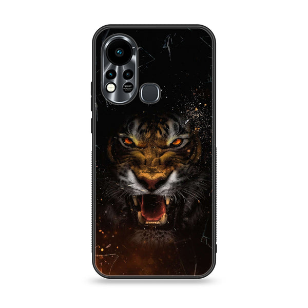 Infinix Hot 11S NFC Tiger Art Design 9 Premium Printed Glass soft Bumper shock Proof Case CS-17549