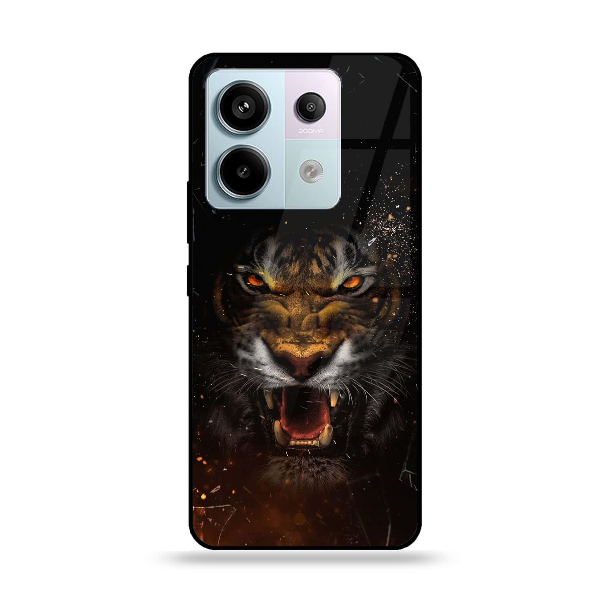 Redmi Note 13 - Tiger Series - Premium Metal Printed soft Bumper shock Proof Case