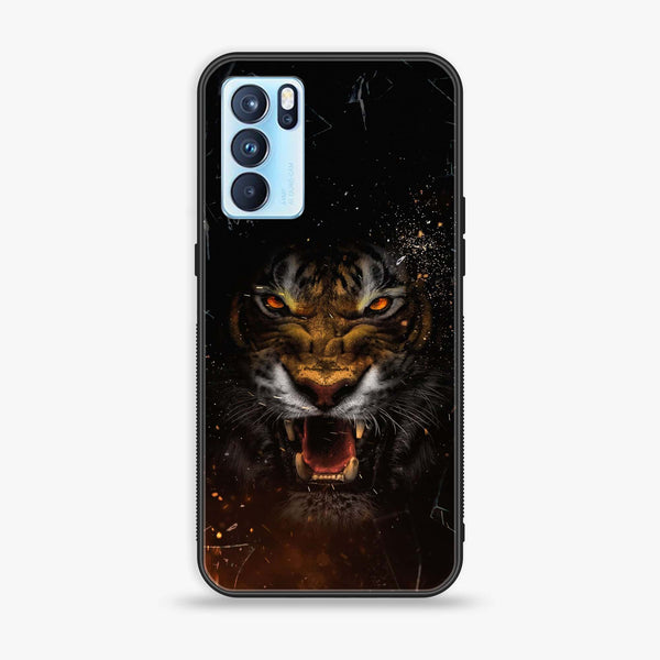 Oppo Reno 6 Pro - Tiger Design 9 - Premium Printed Glass soft Bumper shock Proof Case CS-17725