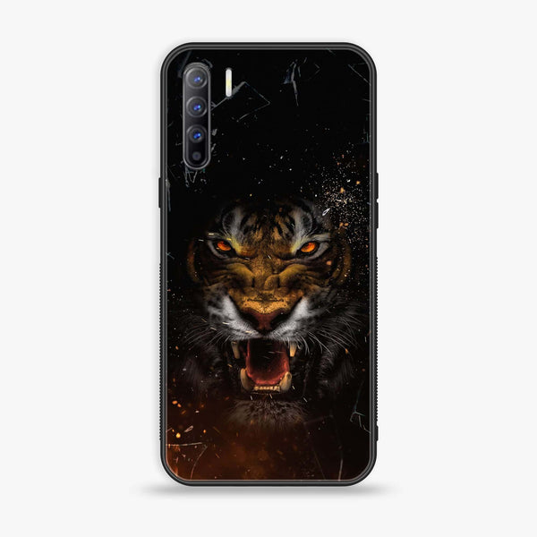 Oppo Reno 3 / OPPO A91 / F15 - Tiger Design 9 - Premium Printed Glass soft Bumper shock Proof Case CS-23822