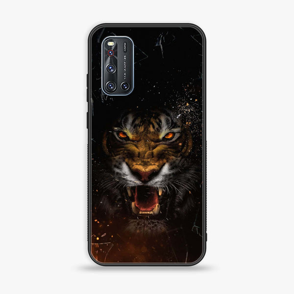 Vivo V19 -Tiger Series  Design 9 - Premium Printed Glass soft Bumper shock Proof Case CS-21544