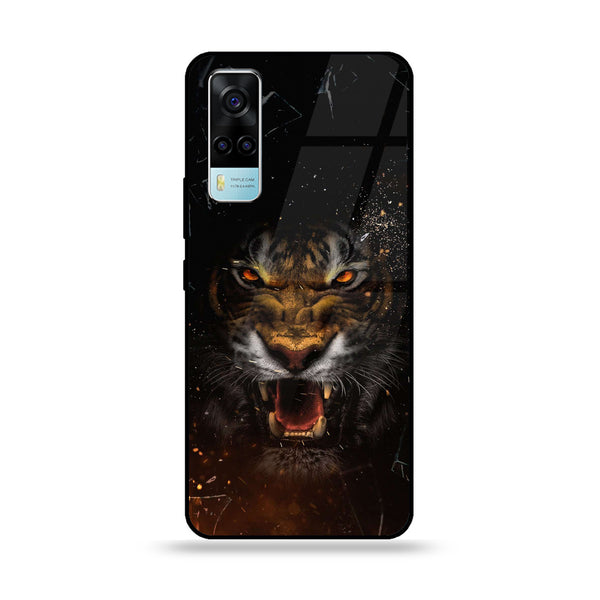 Vivo Y53s 4G - Tiger Design 9 - Premium Printed Glass soft Bumper shock Proof Case CS-43232