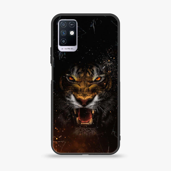 Infinix Note 10 Tiger Art Design 9 Premium Printed Glass soft Bumper shock Proof Case CS-8456