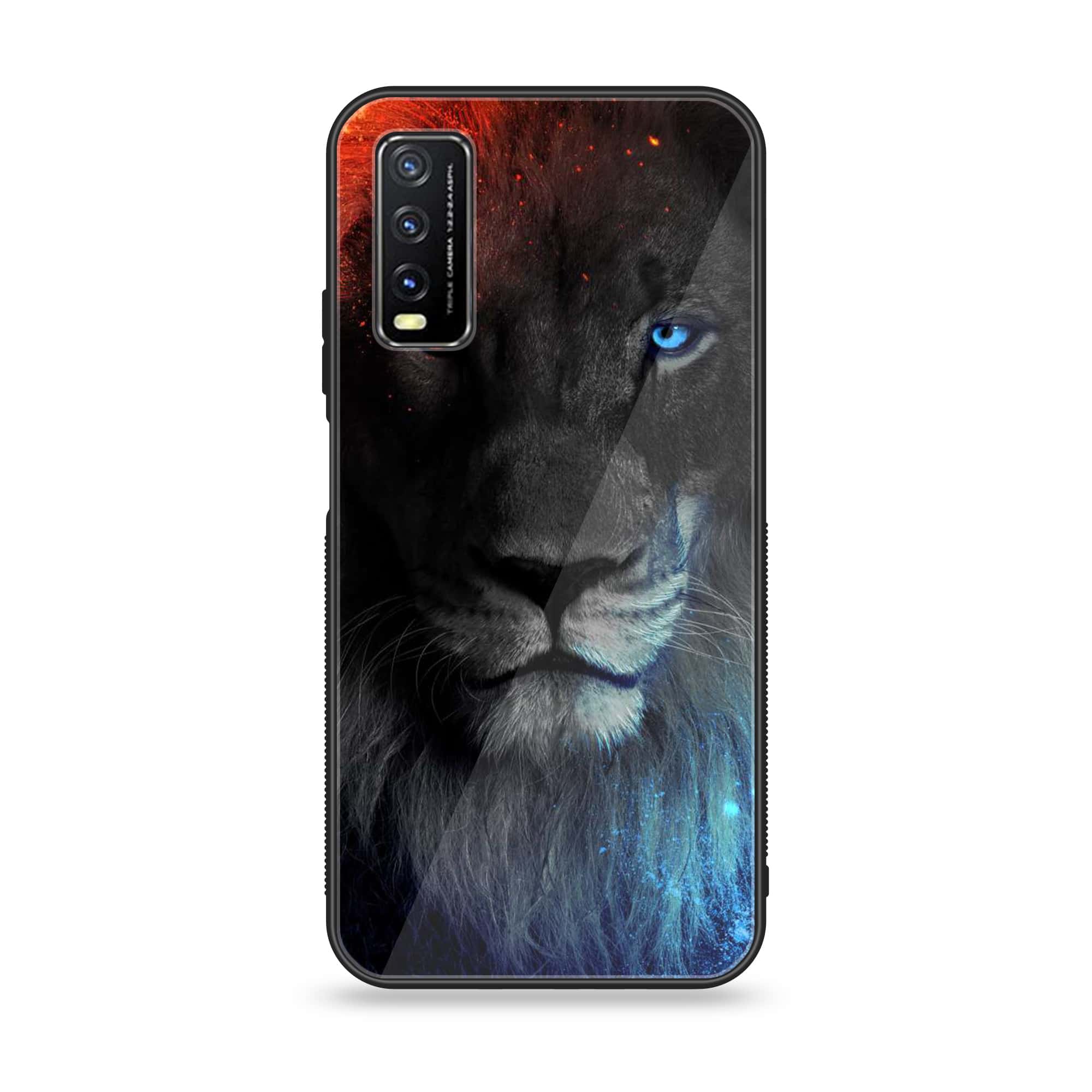Vivo Y20 2021 Tiger Art Series Premium Printed Glass soft Bumper shock Proof Case