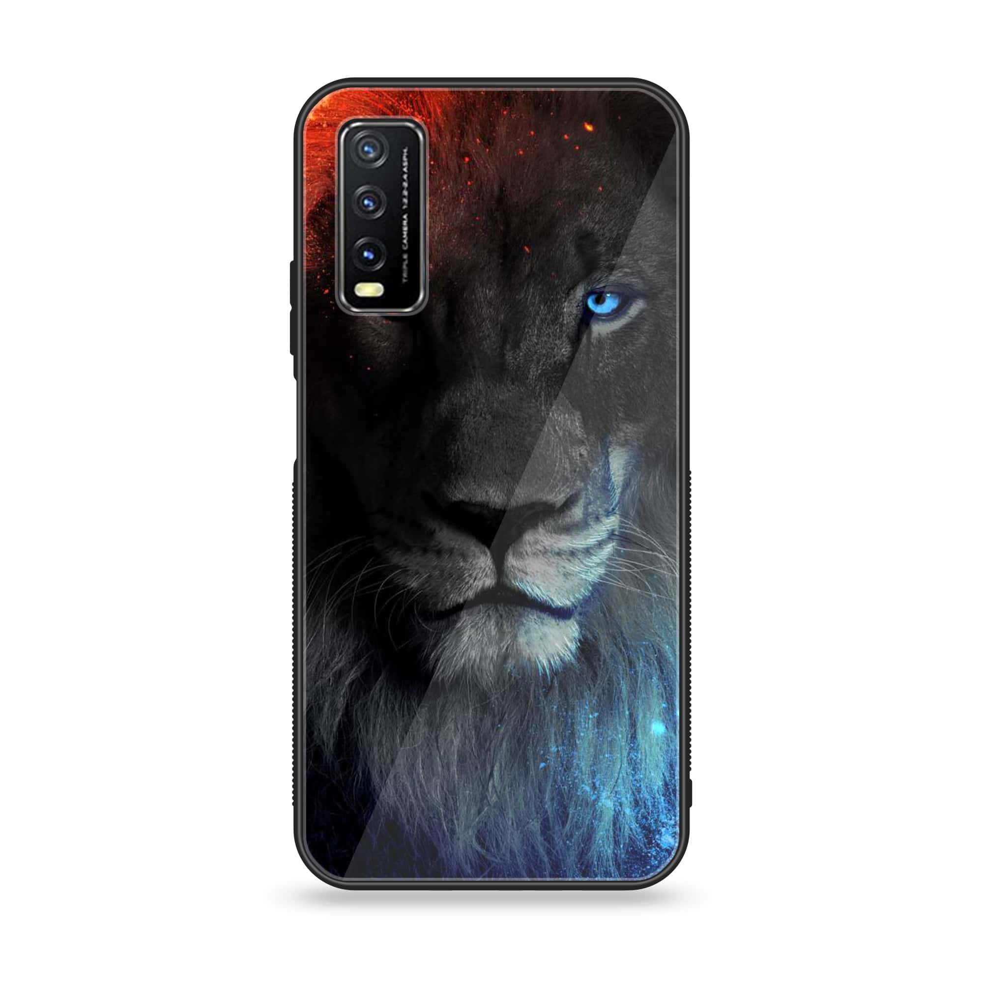 Vivo Y20 Tiger Art Series Premium Printed Glass soft Bumper shock Proof Case