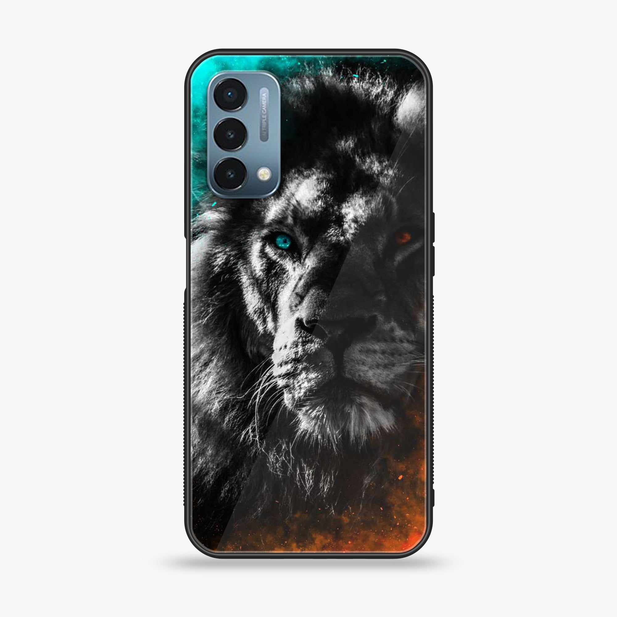 OnePlus Nord N200 5G - Tiger Series - Premium Printed Glass soft Bumper shock Proof Case