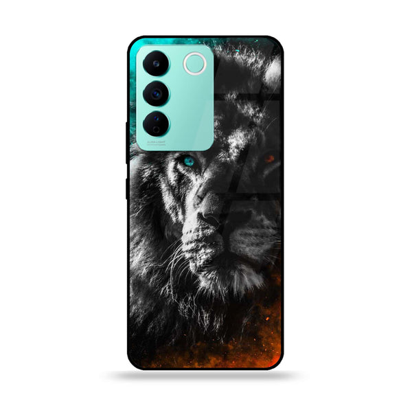 Vivo V27E - Tiger Design 3 - Premium Printed Glass soft Bumper shock Proof Case CS-36373