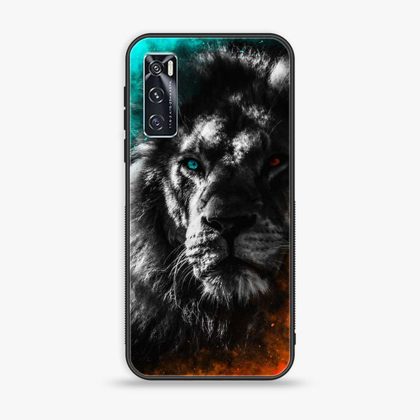 Vivo V20 SE Tiger Design 3  Premium Printed Glass soft Bumper shock Proof Case CS-8842