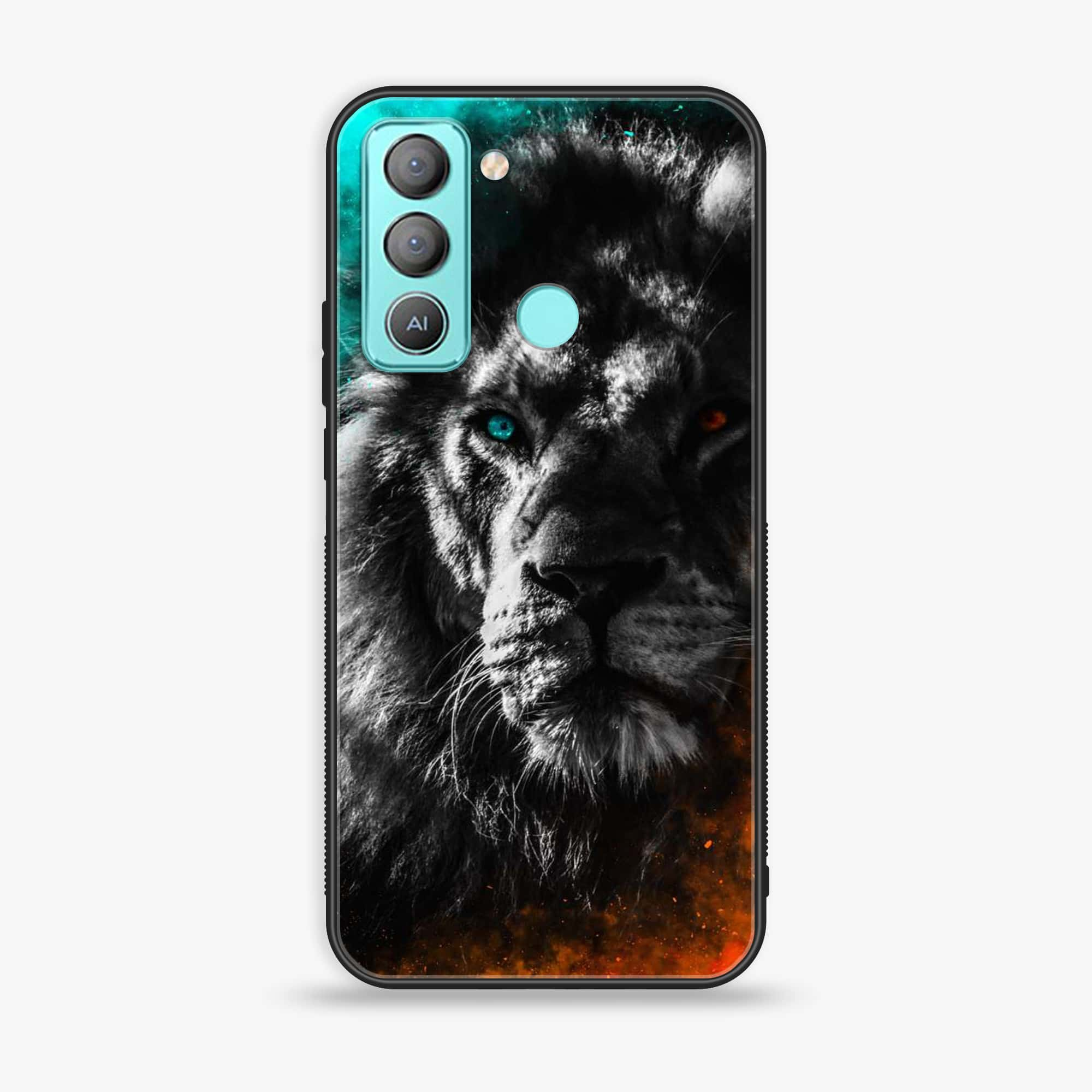 Tecno POP 5 LTE Tiger Art series Premium Printed Glass soft Bumper shock Proof Case