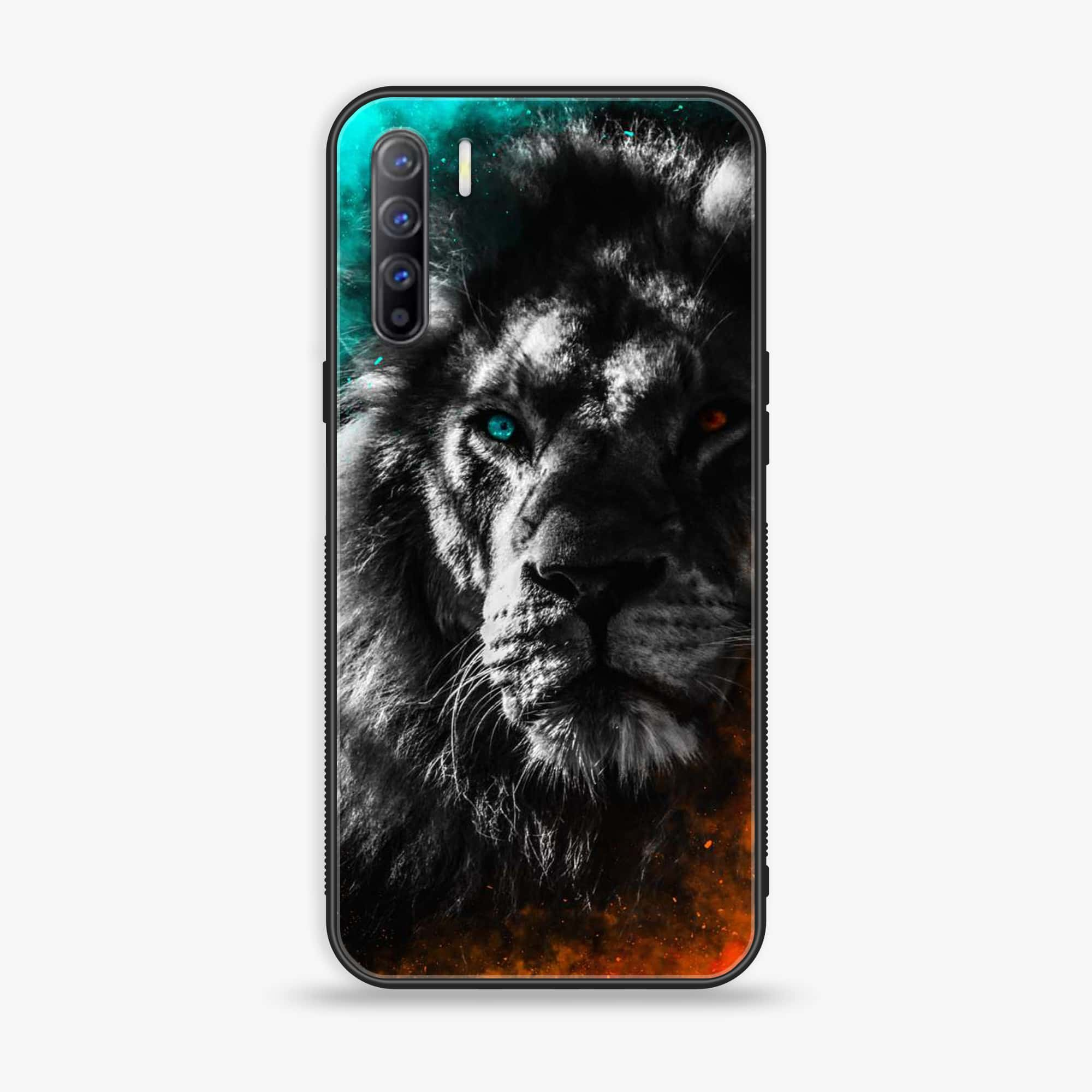 Oppo A91 - Tiger Series - Premium Printed Glass soft Bumper shock Proof Case