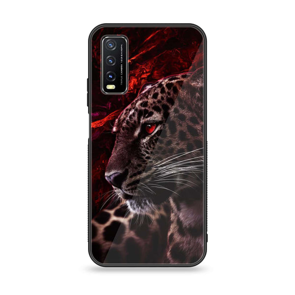 Vivo Y20 2021 Tiger Art Design 5 Premium Printed Glass soft Bumper shock Proof Case CS-47949