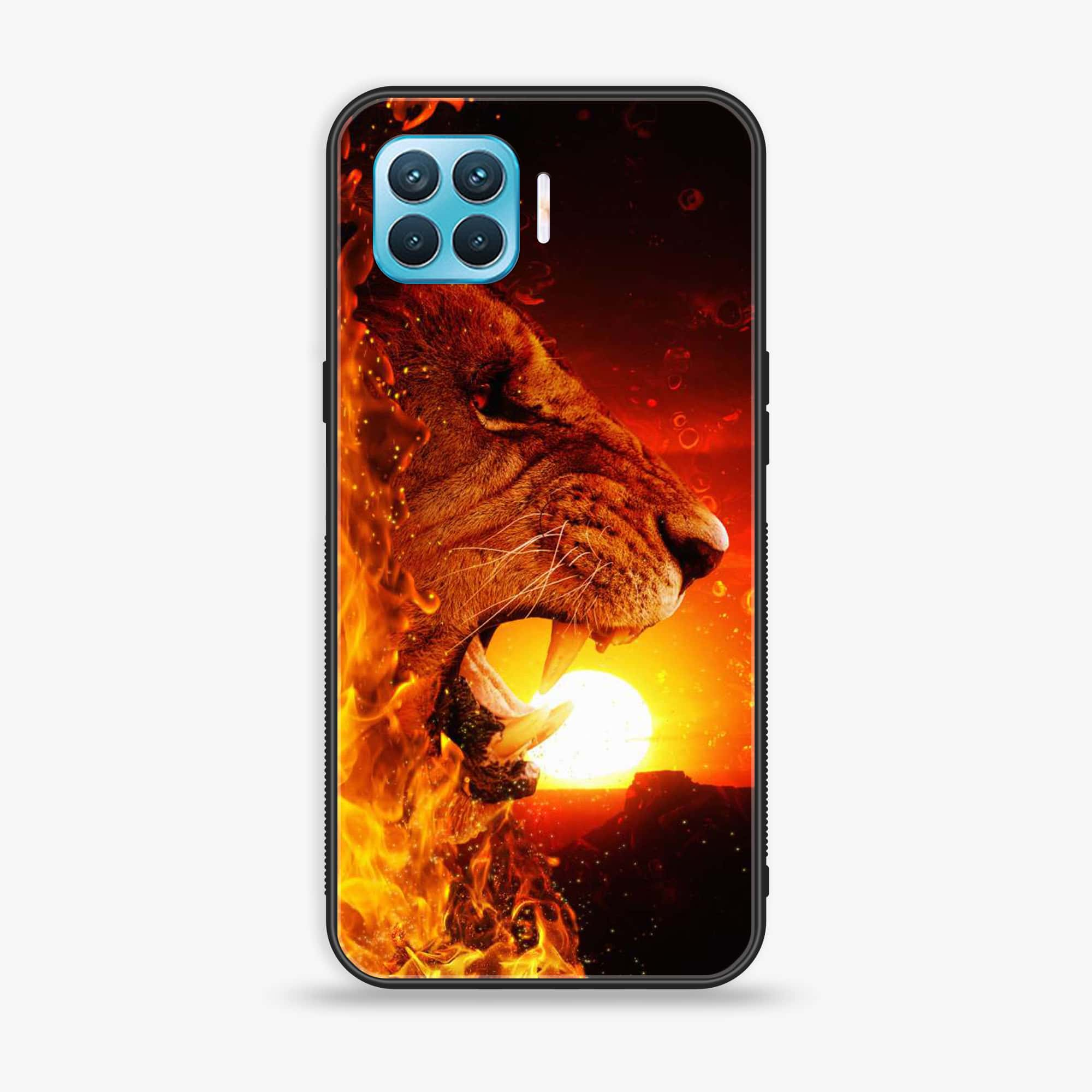 Oppo F17 - Tiger Series - Premium Printed Glass soft Bumper shock Proof Case