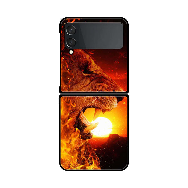Z Flip 4- Tiger Art Series -  Premium Metal Printed soft Bumper shock Proof Case
