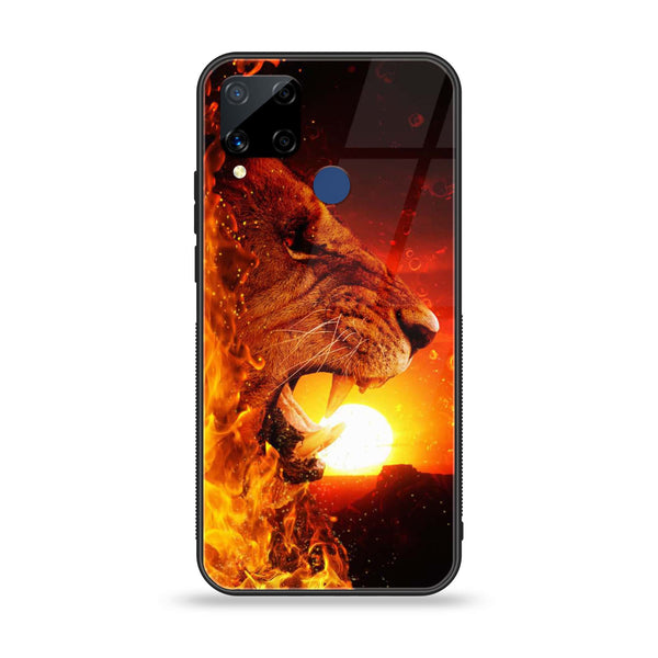 Realme C15 - Tiger Series - Premium Printed Glass soft Bumper shock Proof Case