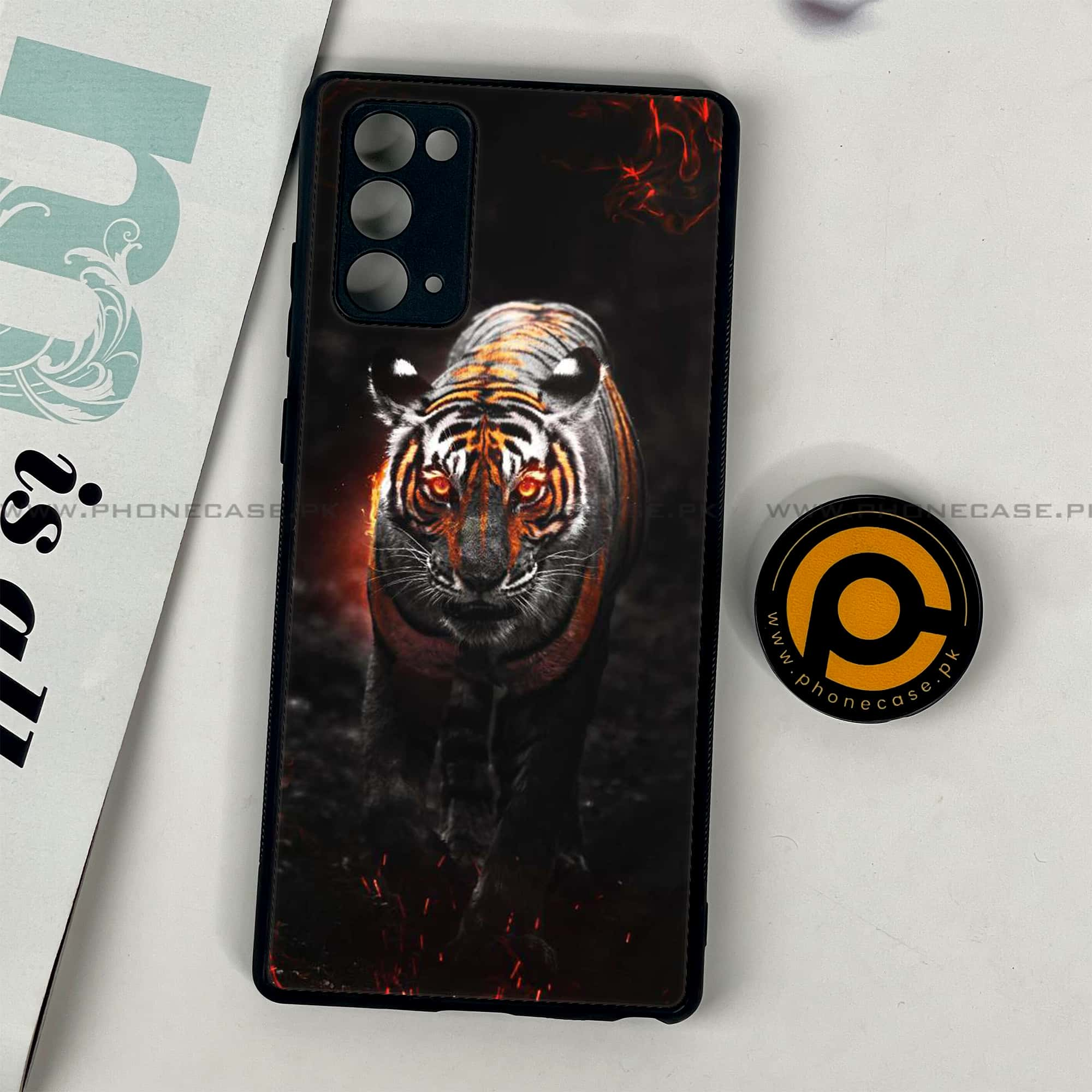 Samsung Galaxy Note 20 - Tiger Series - Premium Printed Glass soft Bumper shock Proof Case