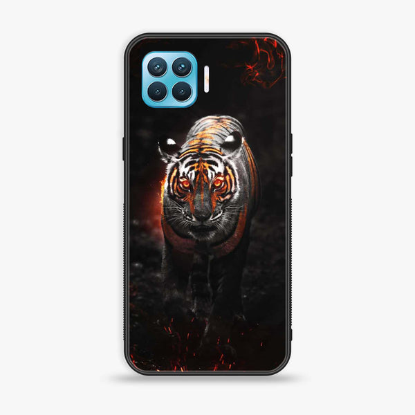 Oppo F17 Pro/A93 - Tiger Design 6- Premium Printed Glass soft Bumper shock Proof Case CS-12606