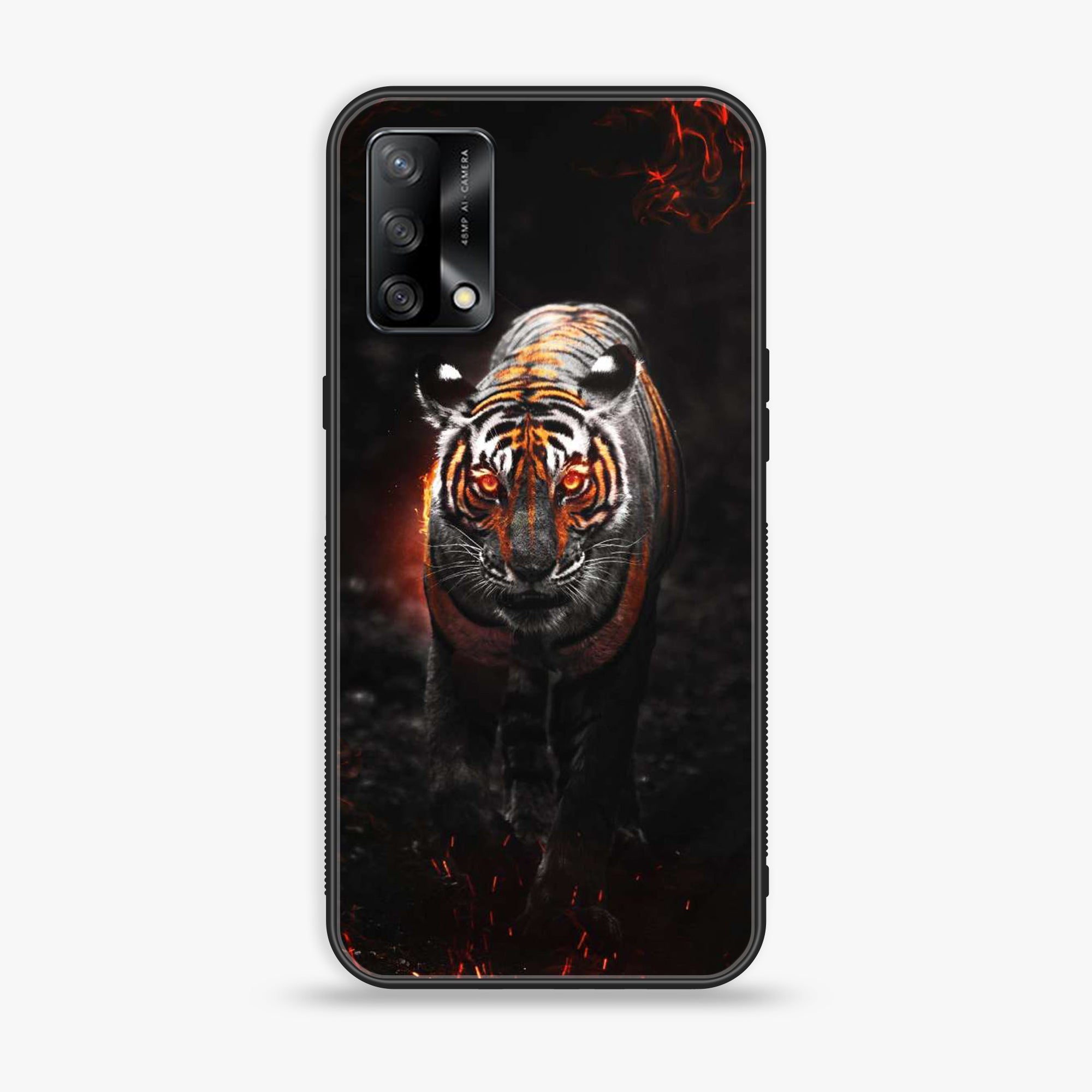 Oppo F19s - Tiger Art Series - Premium Metal Printed soft Bumper shock Proof Case
