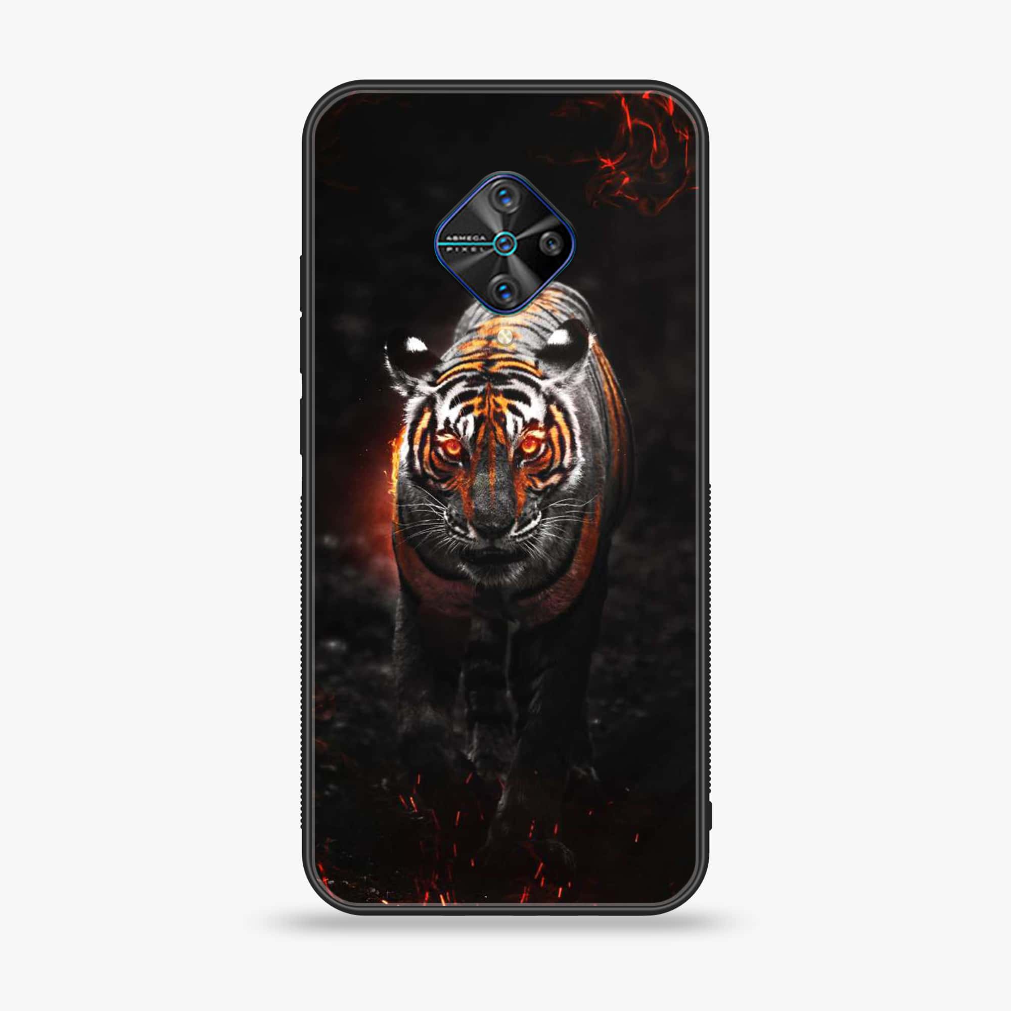 Vivo Y51 (Camera in middle) - Tiger Art Series - Premium Printed Glass soft Bumper shock Proof Case