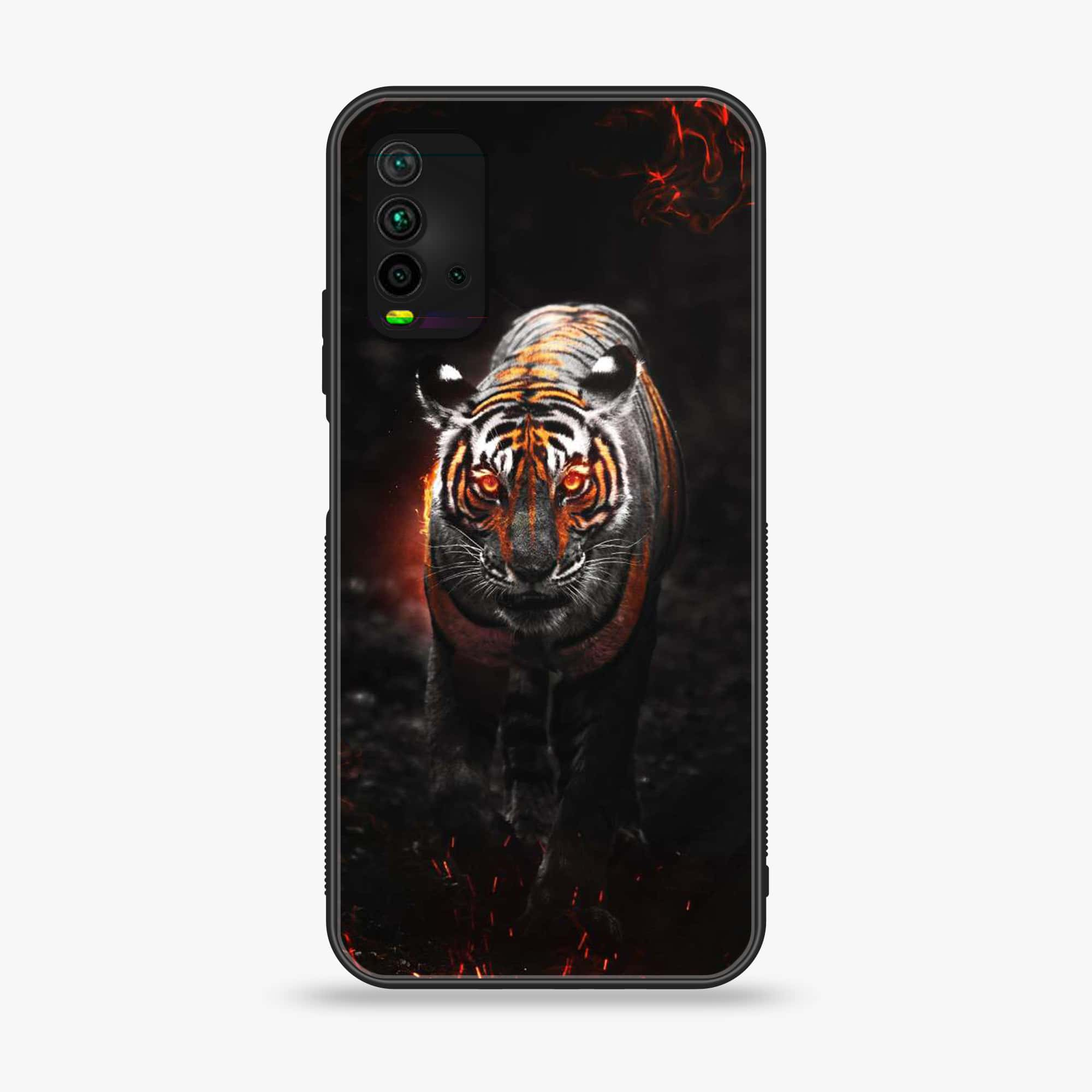 Xiaomi Redmi 9T - Tiger Series - Premium Printed Glass soft Bumper shock Proof Case