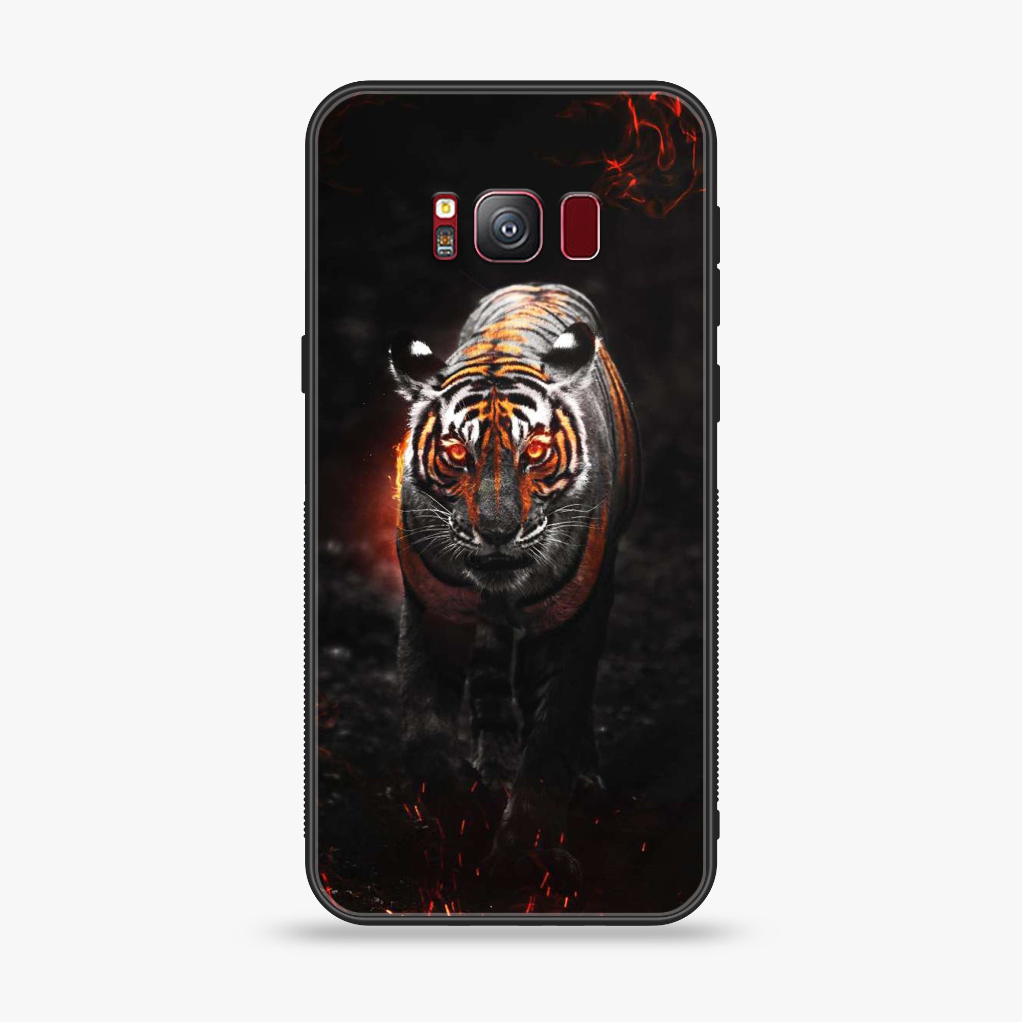 Samsung S8 Plus  Tiger Art seires Premium Printed Glass soft Bumper shock Proof Case