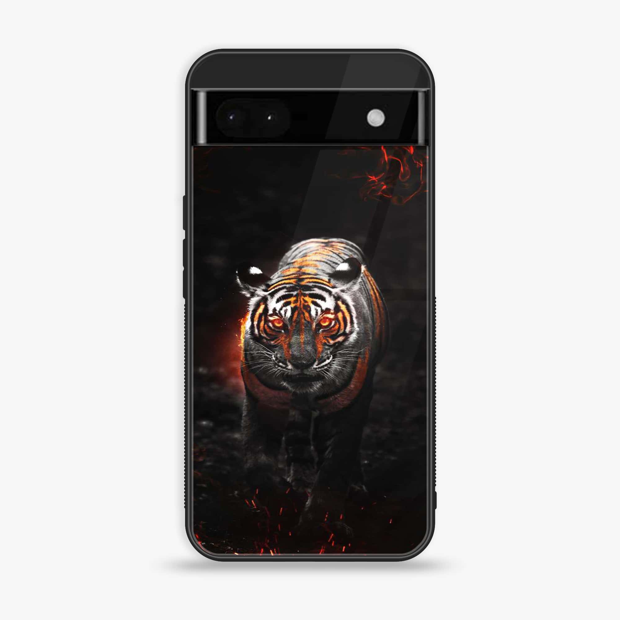 Google Pixel 6A - Tiger Series - Premium Printed Glass soft Bumper shock Proof Case