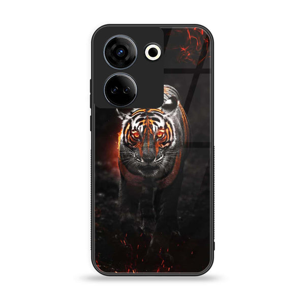 Tecno Camon 20 - Tiger Series Design 6 - Premium Printed Glass soft Bumper shock Proof Case CS-18721