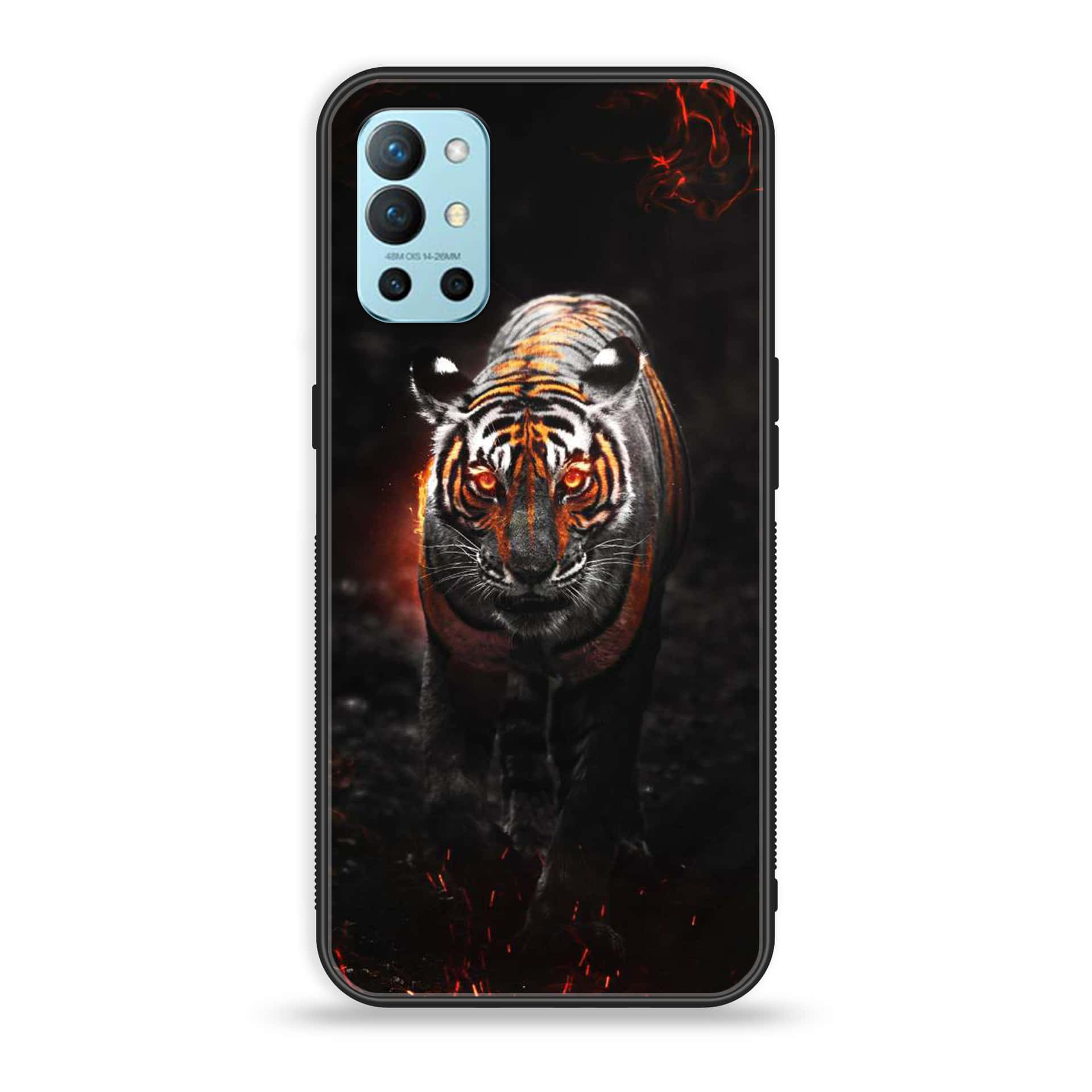 OnePlus 9R - Tiger Series - Premium Printed Glass soft Bumper shock Proof Case