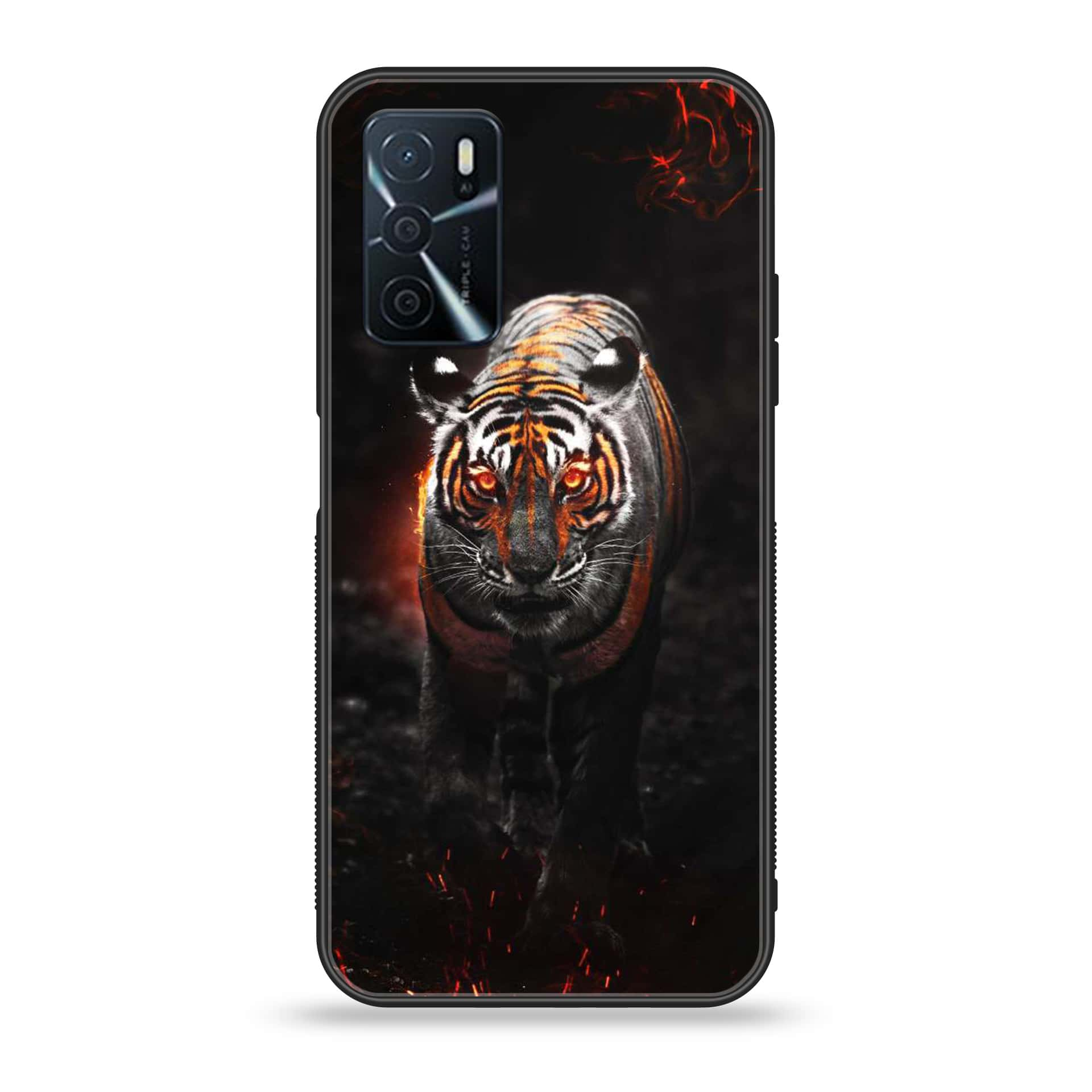 OPPO A16 - Tiger Series - Premium Printed Glass soft Bumper shock Proof Case