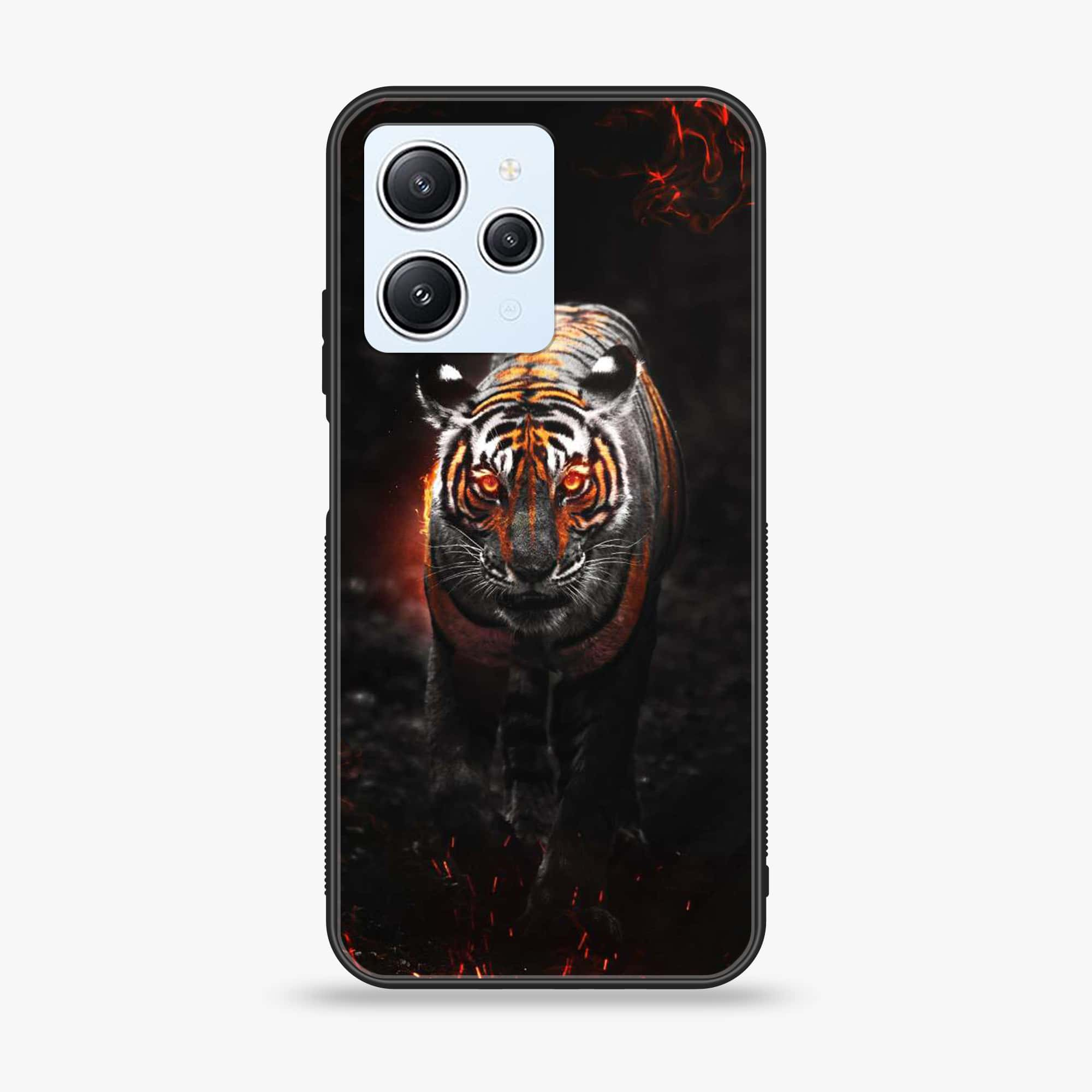 Xiaomi Redmi 12 - Tiger Series - Premium Printed Glass soft Bumper shock Proof Case