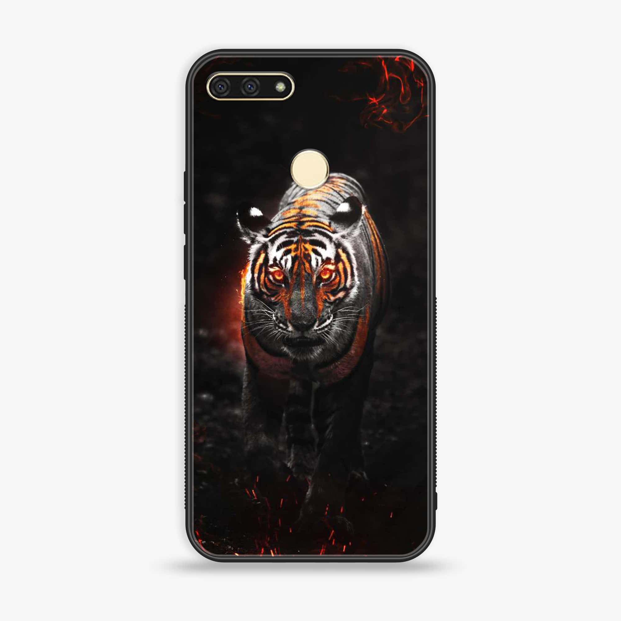 Huawei Y6 2018/Honor Play 7A - Tiger Series - Premium Printed Glass soft Bumper shock Proof Case