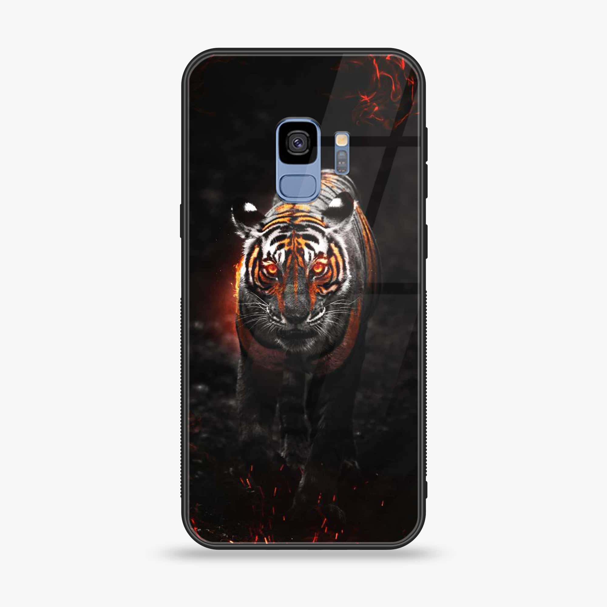 Galaxy S9 - Tiger Series - Premium Printed Glass soft Bumper shock Proof Case